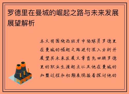 罗德里在曼城的崛起之路与未来发展展望解析
